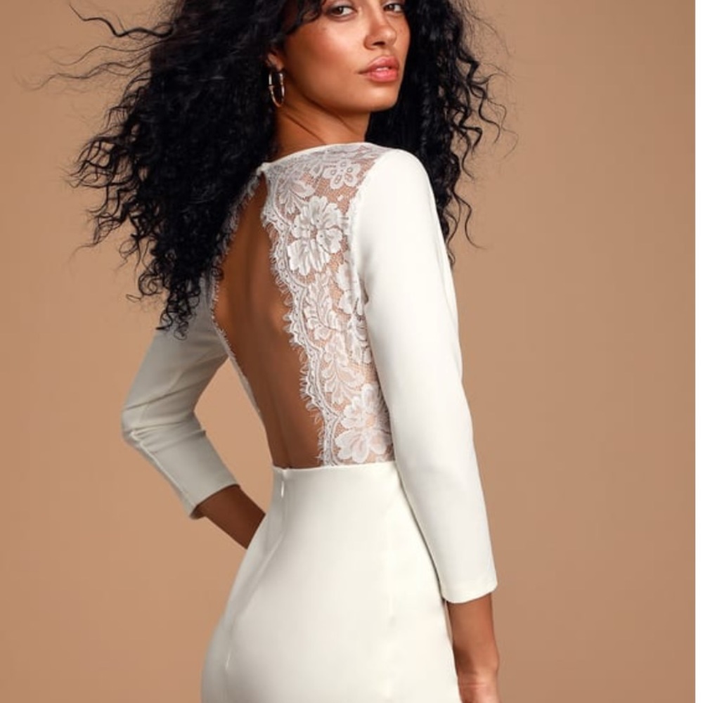Love Language White Lace Bodycon Backless Dress